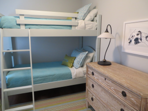 Rhode Island home with girls bedroom with bunk beds