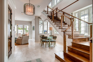 Rosemary Beach house family room entry with elegant stairway