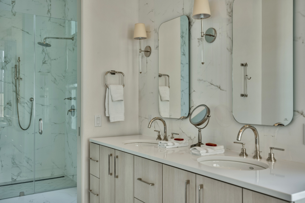 Alys Beach house master bathroom frameless shower