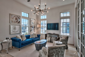 Alys Beach house living room with shell theme