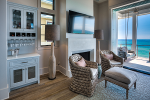 Inlet Beach house wet bar in living room