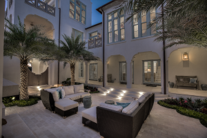 30A Florida beach house outdoor living room at night